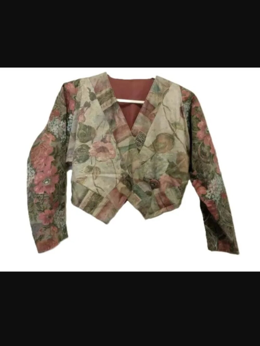 Vintage 90s Jacket Size Large Pink Floral Romantic Boho Folkwear Fairycore